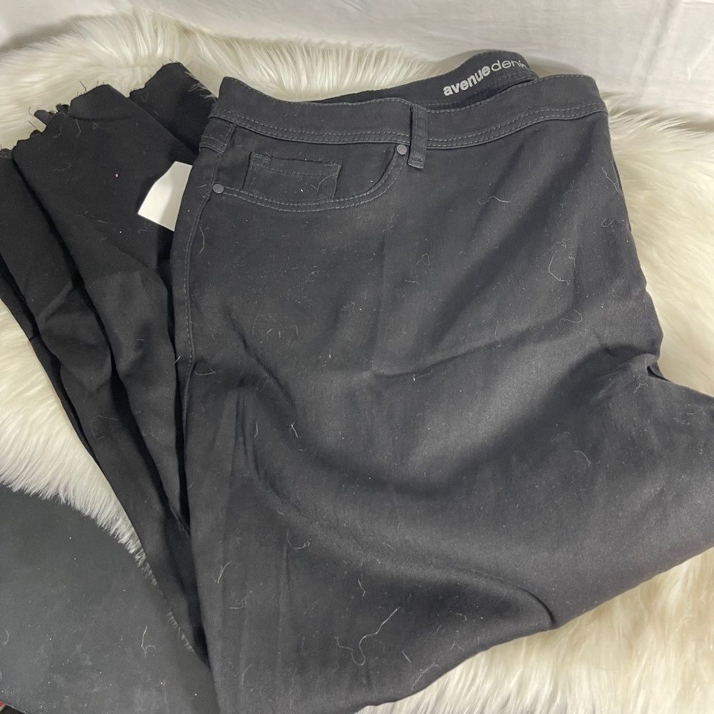 Avenue Butter Denim‎ NWT Black Bootcut Jeans Scalloped Raw Hem Sz 30A